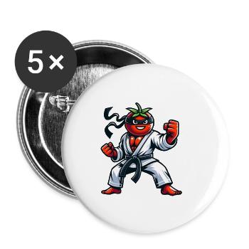 Karaté Tomate Ninja Master Formation - Lot de 5 petits badges (25 mm) - blanc - Devant