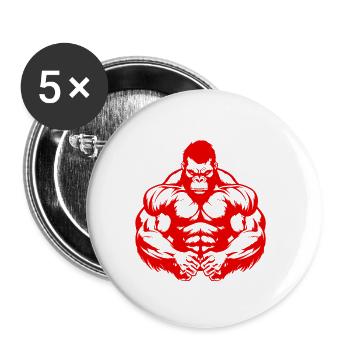 Gymnase Gorilla Muscles Beast - Lot de 5 petits badges (25 mm) - blanc - Devant