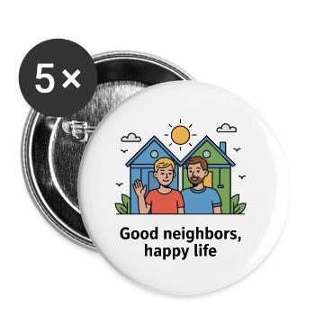 GUTE NACHBARN - Buttons klein 25 mm (5er Pack) - Weiß - Vorne