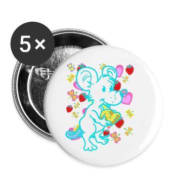 Rétro Souris Rat Souris Rats Enfants Enfant - Lot de 5 petits badges (25 mm) - blanc - Devant