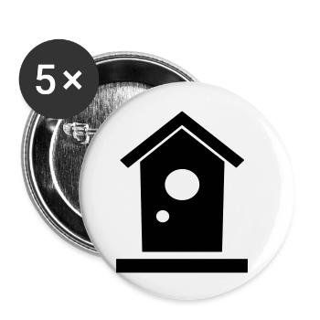 Vogelhaus - Buttons klein 25 mm (5er Pack) - Weiß - Vorne