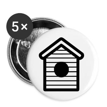 Vogelhaus - Buttons klein 25 mm (5er Pack) - Weiß - Vorne