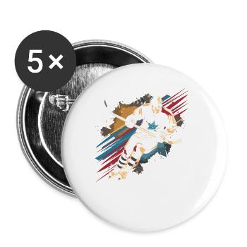 Eishockeyspieler Grafik - Buttons klein 25 mm (5er Pack) - Weiß - Vorne