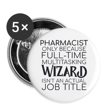 Pharmacist Wizard Pharmacy - Buttons small 1''/25 mm (5-pack) - white - Front