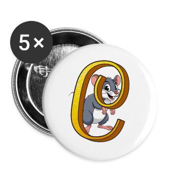 BUCHSTABE C - Buttons klein 25 mm (5er Pack) - Weiß - Vorne