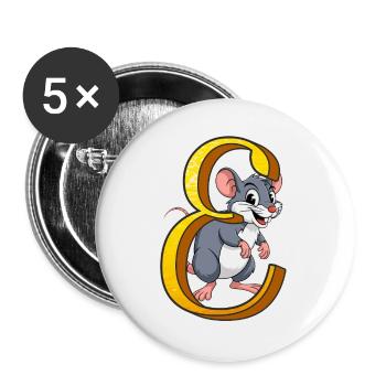 BUCHSTABE E - Buttons klein 25 mm (5er Pack) - Weiß - Vorne