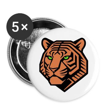Tigre géométrique - Conception vectorielle - Lot de 5 petits badges (25 mm) - blanc - Devant