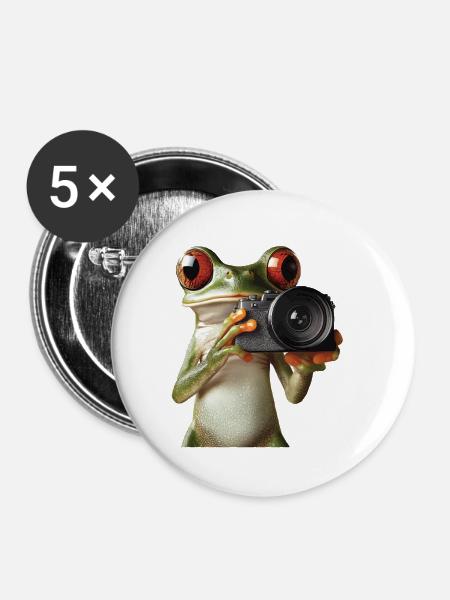 Frosch - Buttons klein 25 mm (5er Pack) - Weiß