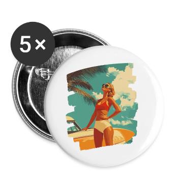 Sommer Sonne Retro - Buttons klein 25 mm (5er Pack) - Weiß - Vorne