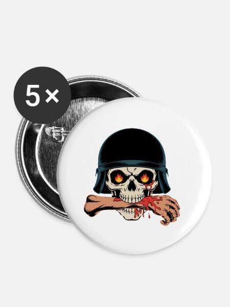 SCHÄDEL - Buttons klein 25 mm (5er Pack) - Weiß