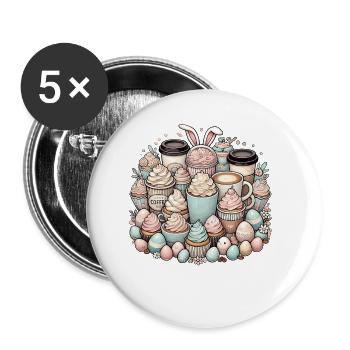 Easter Coffee Easter Bunny Coffee Drinker - Buttons small 1''/25 mm (5-pack) - white - Front