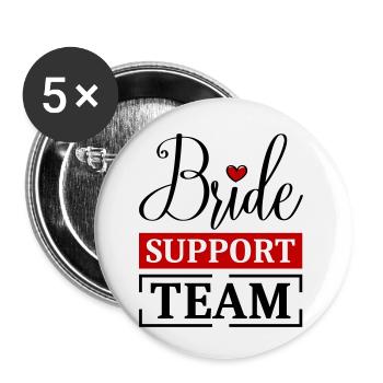 Braut Support Team - Buttons klein 25 mm (5er Pack) - Weiß - Vorne