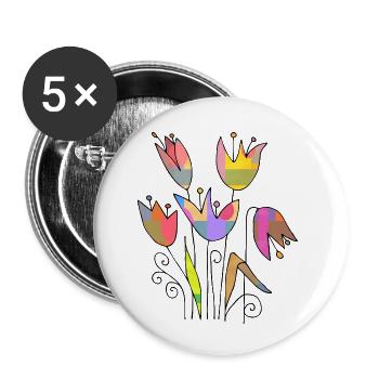Blumen - Buttons klein 25 mm (5er Pack) - Weiß - Vorne