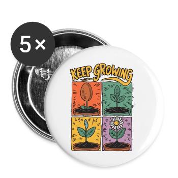 Développement positif – Continuer à croître - Lot de 5 petits badges (25 mm) - blanc - Devant