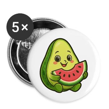 Avocado Melon Watermelon Summer Fruit Design - Buttons small 1''/25 mm (5-pack) - white - Front