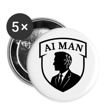 AI Man Emblem - Buttons klein 25 mm (5er Pack) - Weiß - Vorne