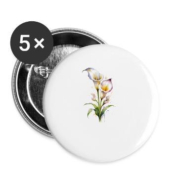Lys Calla Aquarelle Elégants - Lot de 5 petits badges (25 mm) - blanc - Devant