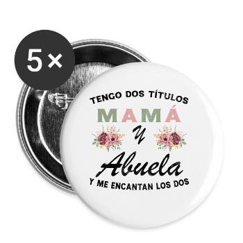 Mama und Oma Muttertagsgeschenk - Buttons klein 25 mm (5er Pack) - Weiß - Vorne