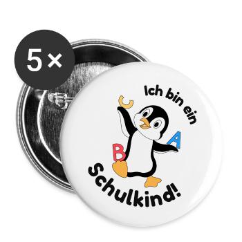 Ich bin ein Schulkind - Buttons klein 25 mm (5er Pack) - Weiß - Vorne