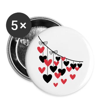Heart Garland Many Hearts - Buttons small 1''/25 mm (5-pack) - white - Front