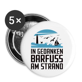 Baltic Sea North Sea coast Barefoot on the beach in thoughts - Buttons small 1''/25 mm (5-pack) - white - Front