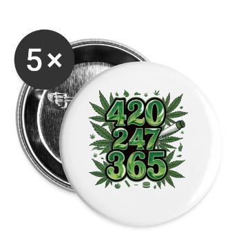 420 Lifestyle 247 365 - Buttons klein 25 mm (5er Pack) - Weiß - Vorne