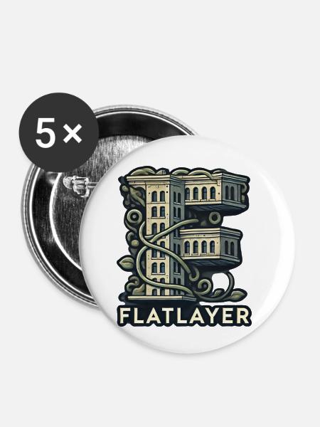 Flatlayer Techno - Buttons klein 25 mm (5er Pack) - Weiß