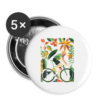 Fahrradfahrer Comic Look - Buttons klein 25 mm (5er Pack) - Weiß - Vorne