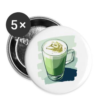Matcha Latte Liebhaber Grüntee - Buttons klein 25 mm (5er Pack) - Weiß - Vorne