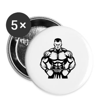 Dessin de boxeur - Lot de 5 petits badges (25 mm) - blanc - Devant