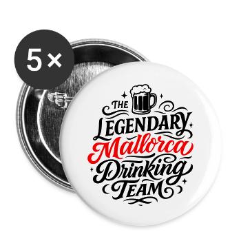 Mallorca Drinking Team Urlaub - Buttons klein 25 mm (5er Pack) - Weiß - Vorne