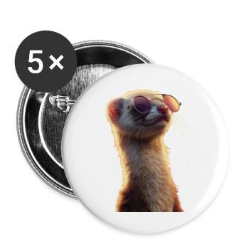 Furet Furet Putois Martre Belette Mignon Furet - Lot de 5 petits badges (25 mm) - blanc - Devant