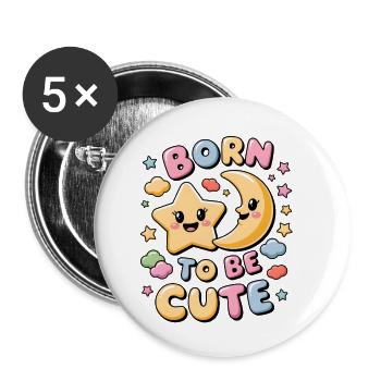 Born to be cute - Buttons small 1''/25 mm (5-pack) - white - Front