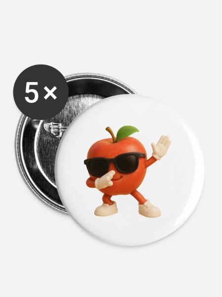Apfel - Buttons klein 25 mm (5er Pack) - Weiß