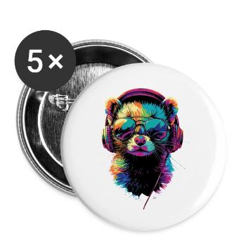 Furet Furet Putois Martre Belette Mignon Furet - Lot de 5 petits badges (25 mm) - blanc - Devant