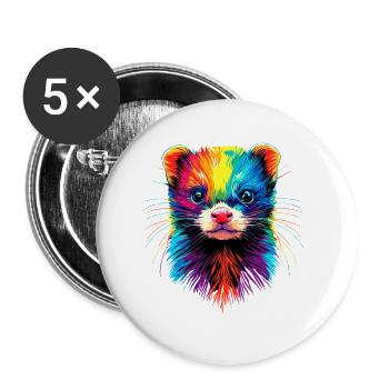Furet Furet Putois Martre Belette Mignon Furet - Lot de 5 petits badges (25 mm) - blanc - Devant