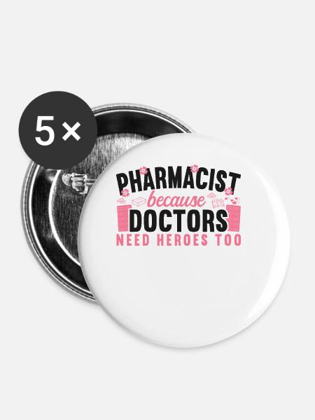 Pharmacy Tech Technician - Buttons klein 25 mm (5er Pack) - Weiß