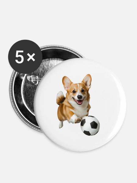 Corgi - Buttons klein 25 mm (5er Pack) - Weiß