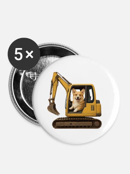 Corgi - Buttons klein 25 mm (5er Pack) - Weiß