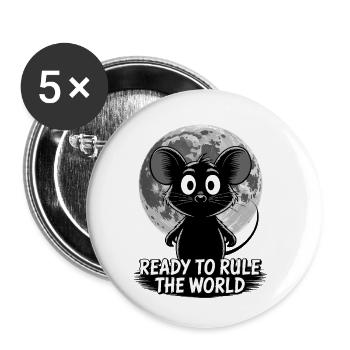 Ready to conquer the world – Mouse in the moonlight - Buttons small 1''/25 mm (5-pack) - white - Front