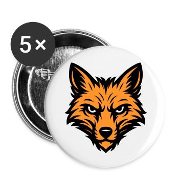 Animal à tête de renard - Lot de 5 petits badges (25 mm) - blanc - Devant