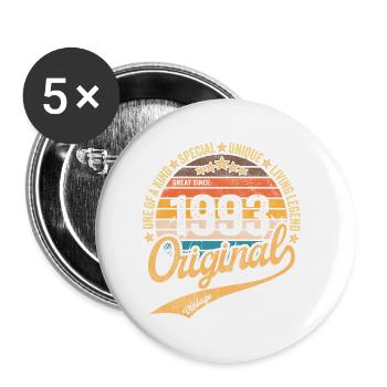 Rétro Vintage né en 1993 – Millésime 1993 - Lot de 5 petits badges (25 mm) - blanc - Devant