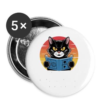 Weltherrschaft – Katze mit großen Plänen - Buttons klein 25 mm (5er Pack) - Weiß - Vorne