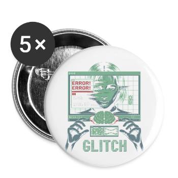 Error Glitch - Futuristisches Grafik T-Shirt - Buttons klein 25 mm (5er Pack) - Weiß - Vorne