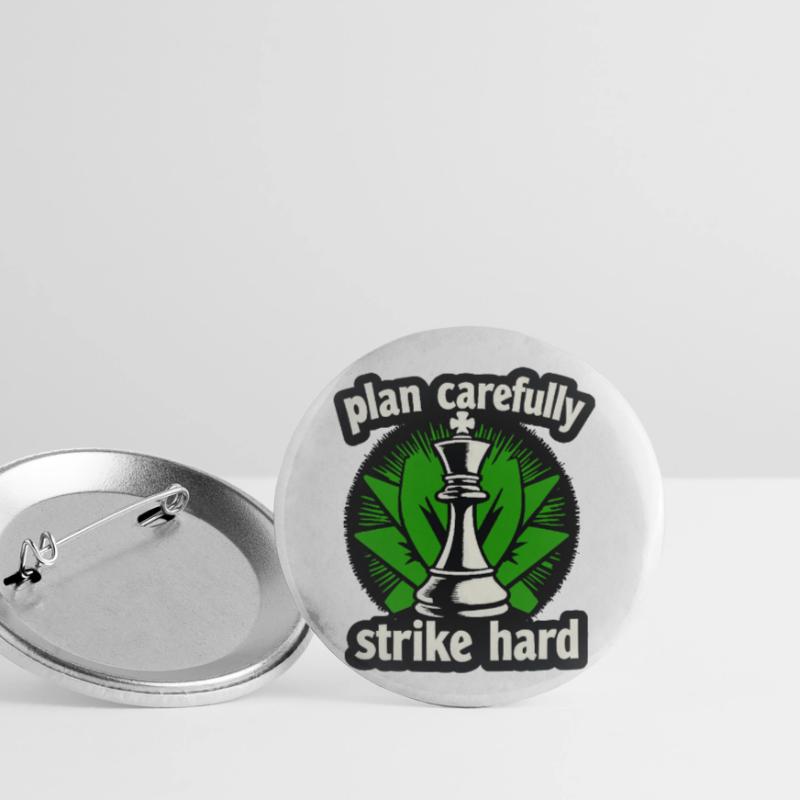 Schach plan carefully strike hard Buttons klein 25 mm (5er Pack)