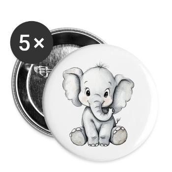 petit éléphant mignon - Lot de 5 petits badges (25 mm) - blanc - Devant