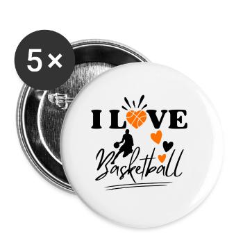 Basketball Saying Équipe de basket-ball - Lot de 5 petits badges (25 mm) - blanc - Devant