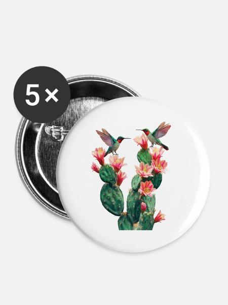 Kaktus - Buttons klein 25 mm (5er Pack) - Weiß