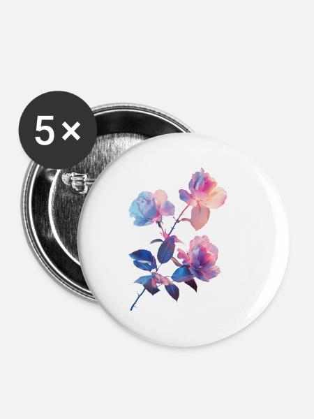 Rose - Buttons klein 25 mm (5er Pack) - Weiß