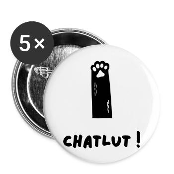 Le chat qui dit Chatlut - Lot de 5 petits badges (25 mm) - blanc - Devant